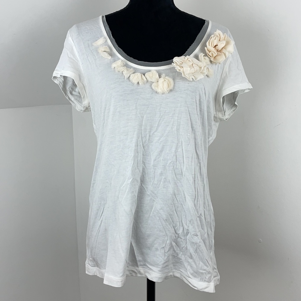 Banana Republic 3D Flower Embellished Neckline Top